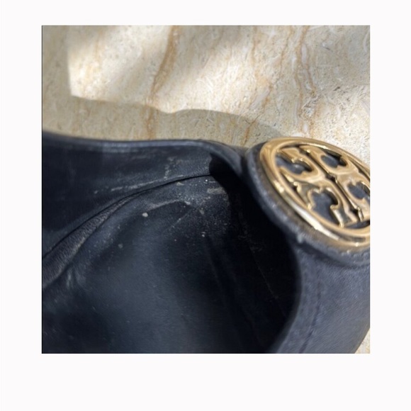 Tory Burch Black Heels with Gold Emblem - Picture 9 of 13